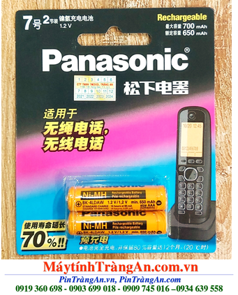 Panasonic BK-4LADW; Pin sạc AAA 550mAh 1.2v Panasonic BK-4LADW